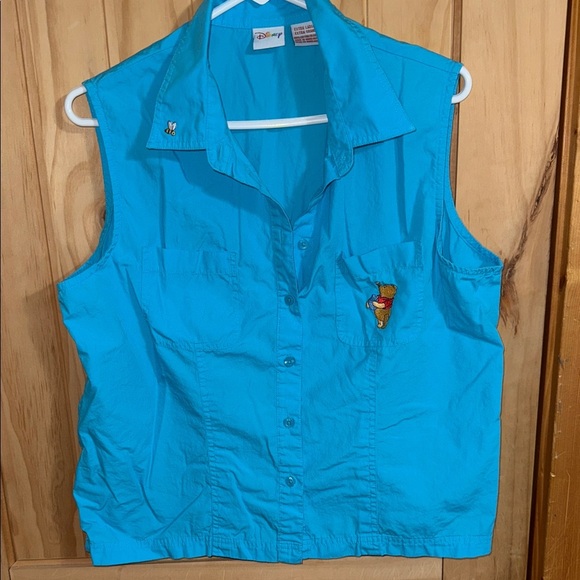 Disney Women's Turquoise Button Down Shirt - Picture 1 of 5